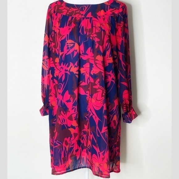 Baluoke Swing Trapeze Mini Dress Floral Long Sleeve Lightweight Lined Size Small - Picture 9 of 9